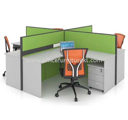 CLUSTER OF 4 WORKSTATION 1 WITH MOBILE PEDESTAL 3D