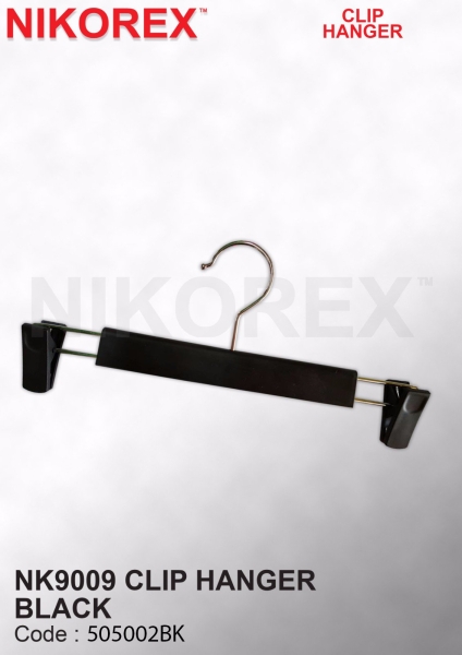 505002BK - Clip Hanger NK9009 Black (10pcs)  Clip Hanger HANGERS Malaysia, Johor Bahru (JB), Kuala Lumpur (KL), Selangor, Melaka, Perak, Pahang, Singapore Supplier, Manufacturer, Supply, Supplies | Nikorex Display Products (M) Sdn Bhd