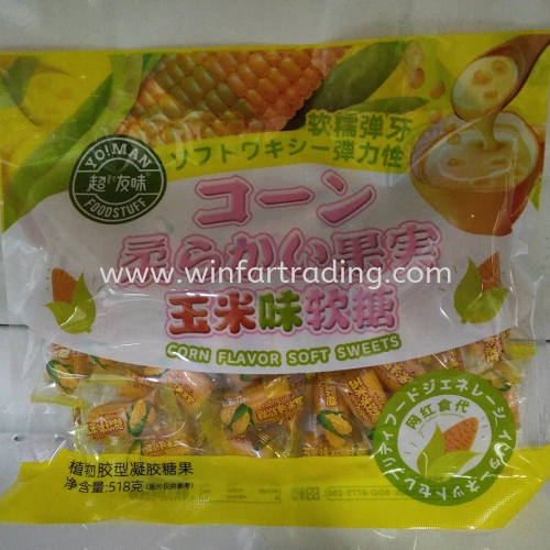 YO-MAN CORN FLOVOUR SOFT SWEET CANDY 518G BC4895235504470