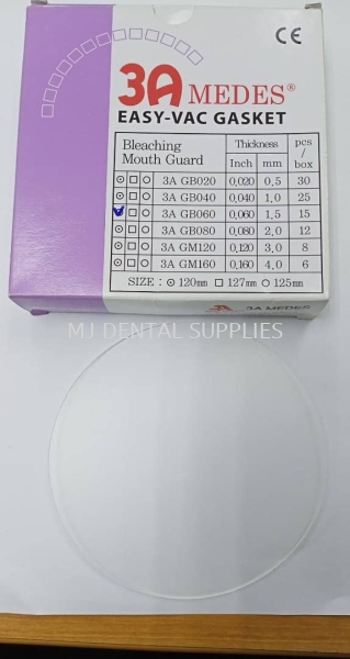 GASKET BLEACHING (SOFT) ROUND 120MM, THICKNESS 1.5MM, #GB060R120, 3A MEDES Thermoforming Material (Soft) Orthodontic Selangor, Malaysia, Kuala Lumpur (KL), Shah Alam Supplier, Distributor, Supply, Supplies | MJ Dental Supplies