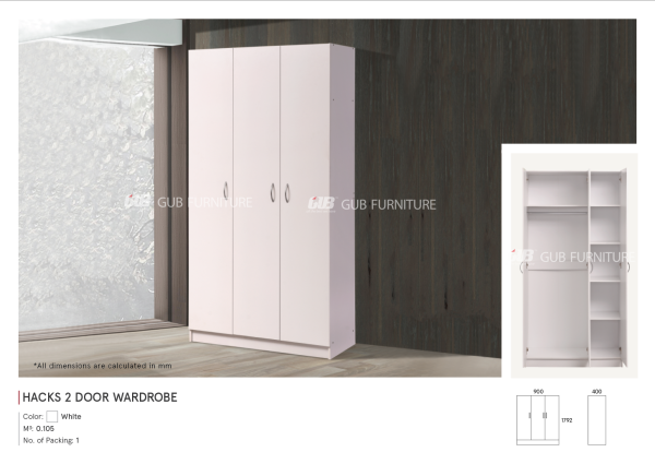 Hacks 2 door wardrobe Wardrobe Bedroom Melaka, Malaysia Supplier, Suppliers, Supply, Supplies | GOODMARK FURNITURE CENTRE SDN BHD