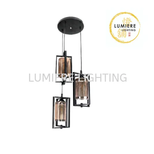 Simple 3 in 1 Pendant Light 3331-3 BK + RGD