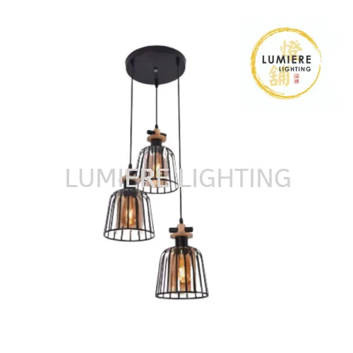 Simple Muji Wood 3 in 1 Pendant Light 3610-3H