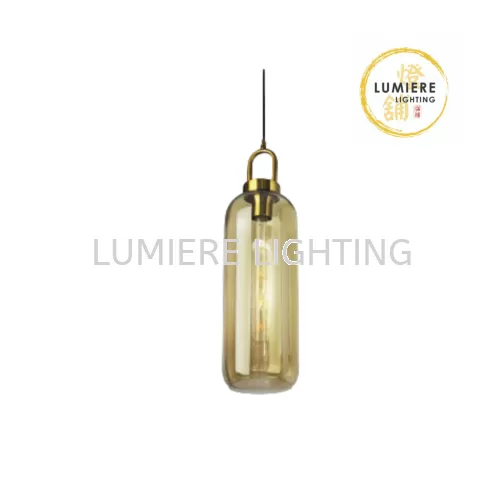 Nordic Minimalist Amber Long Glass Single Pendant Light 
