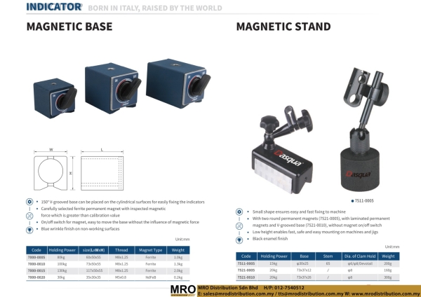 Magnetic Base & Magnetic Stand Indicator DASQUA Selangor, Malaysia, Kuala Lumpur (KL), Shah Alam Supplier, Suppliers, Supply, Supplies | MRO Distribution Sdn Bhd