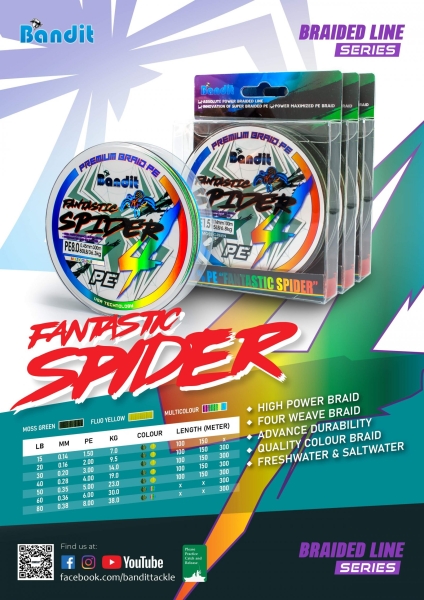 Bandit Fantastic Spider 4 X Braid Braided Line  Line BANDIT  Selangor, Malaysia, Kuala Lumpur (KL), Klang Fishing, Supplier, Supply, Supplies | Kesan Kenangan Sdn Bhd