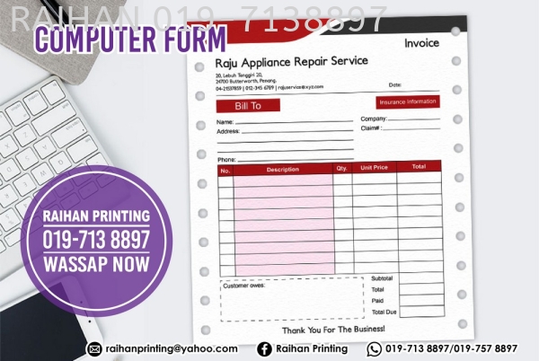 Computer Form Computer Form Melaka, Malaysia, Bukit Katil Printing, Services | Raihan Printing