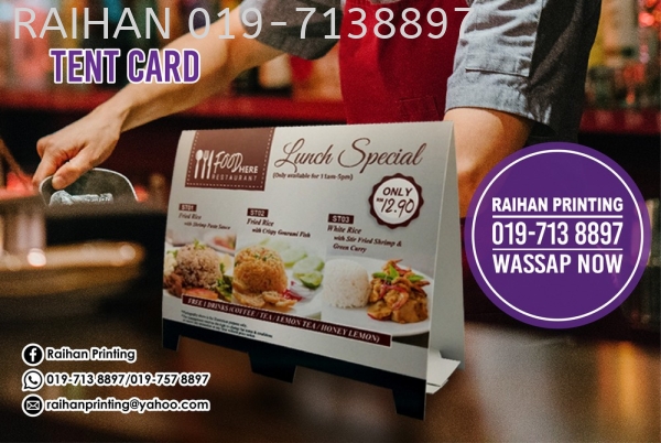 Tent Card Tent Card Melaka, Malaysia, Bukit Katil Printing, Services | Raihan Printing