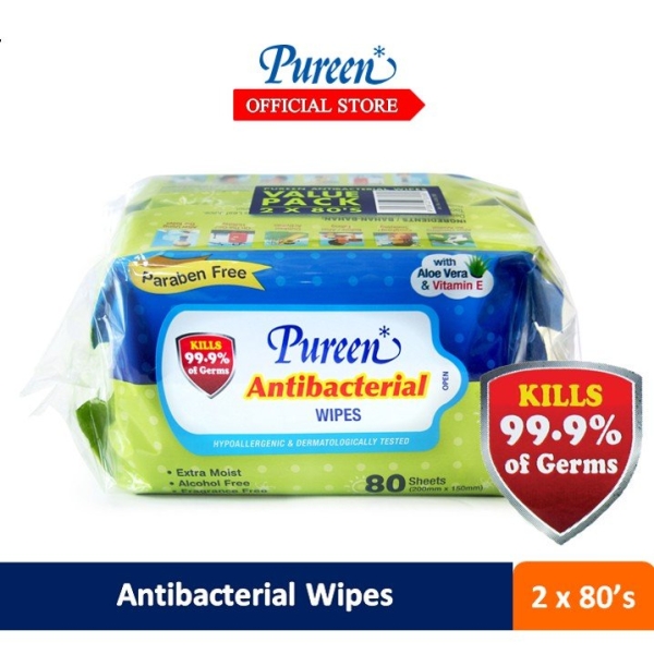 Pureen Antibacterial Wipes Paraben Free (2 x 80's) Hygiene First Aid Supplies Kuala Lumpur (KL), Malaysia, Selangor, Singapore Supplier, Suppliers, Supply, Supplies | Rainbow Meditech Sdn Bhd