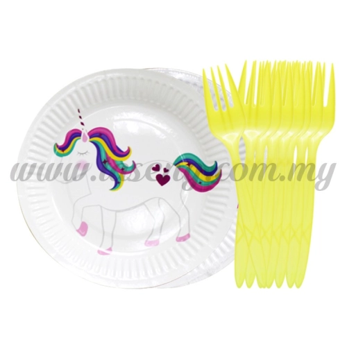 7" Round Paper Plate with Fork 10pcs (P-7RPF)