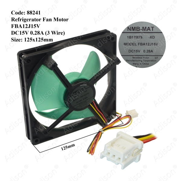 Code: 88241 Fan Motor FBA12J15V DC15V (3 Wire) Fan Motor Refrigerator Parts Melaka, Malaysia Supplier, Wholesaler, Supply, Supplies | Adison Component Sdn Bhd