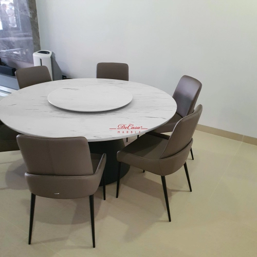 Majestic Round Marble Dining Table | Sivec White | Dia5.5ft 10 seaters