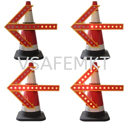 VSAFEMKT Foldable ABS 25led flashing cone arrow with 2 mode & 3 x Battery Type D