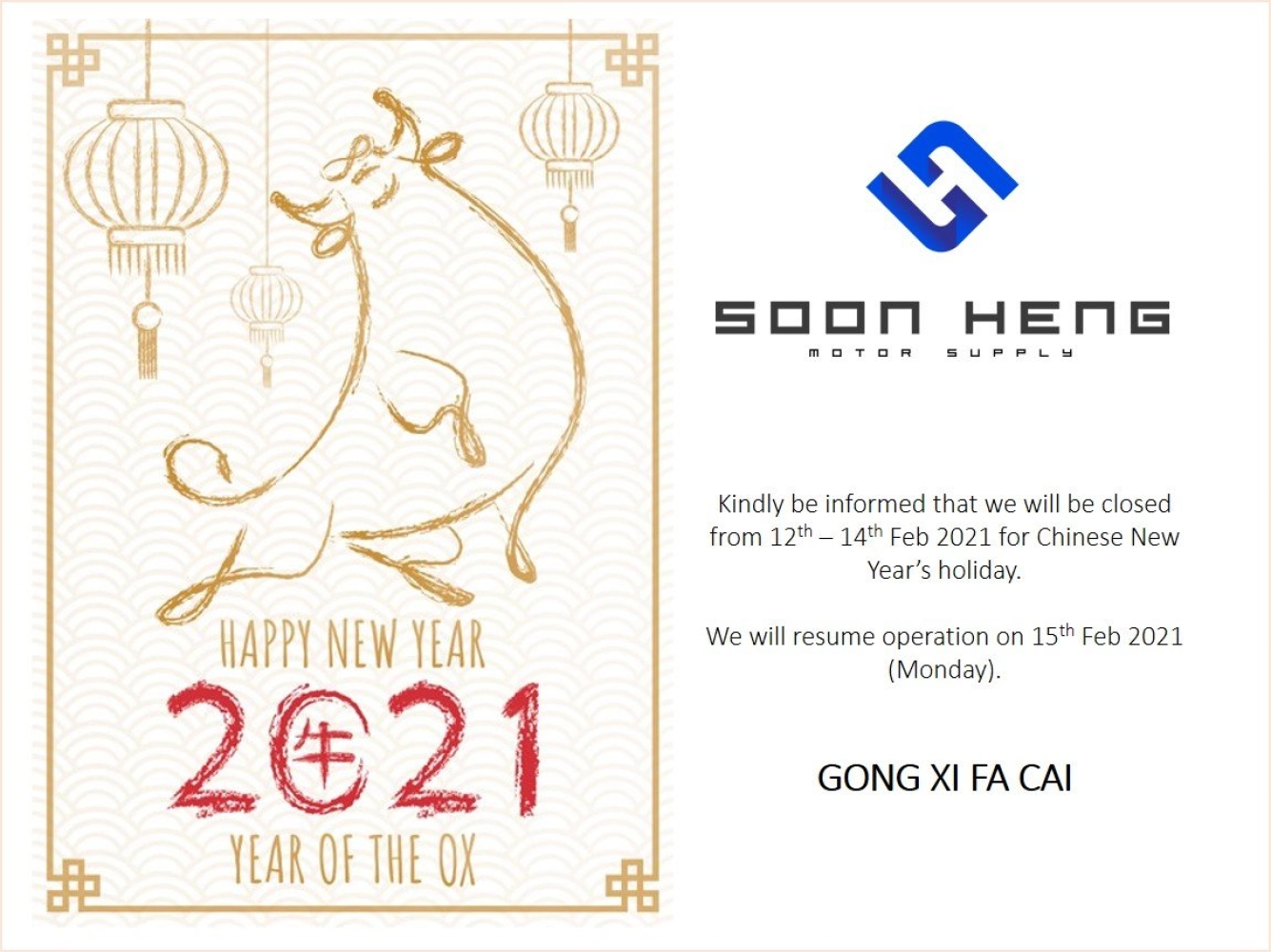 Chinese New Year Closure