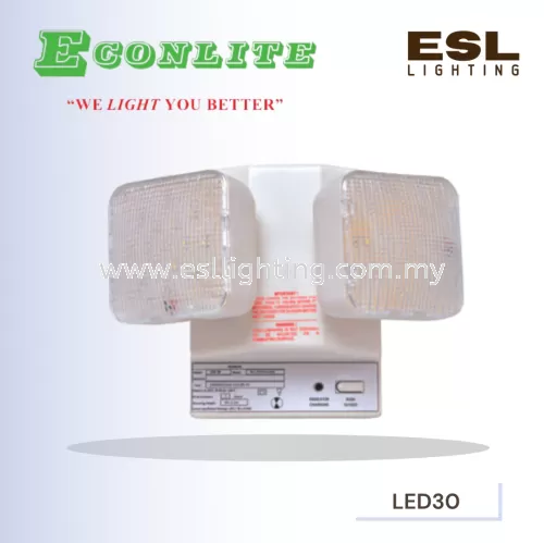 ECONLITE LED30 EMERGENCY LIGHTING LUMINAIRE TWIN-LAMP SELF CONTAINED