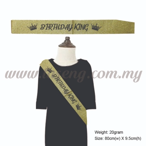 Sash - Birthday King (Glitter) - Gold (P-AC-SABK-GG)