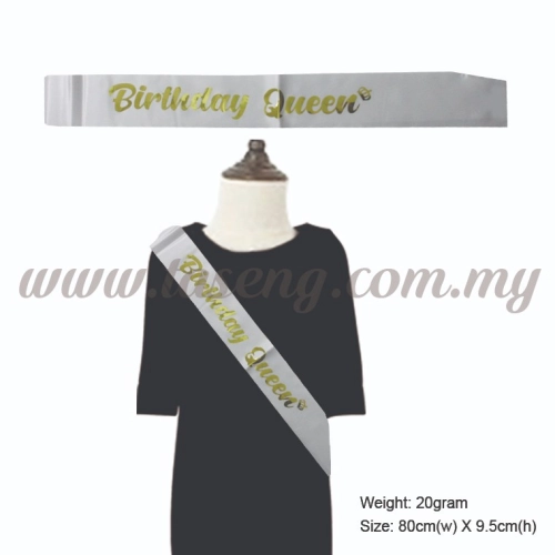 Sash - Birthday Queen - 1 - White (P-AC-SABQ1-W)