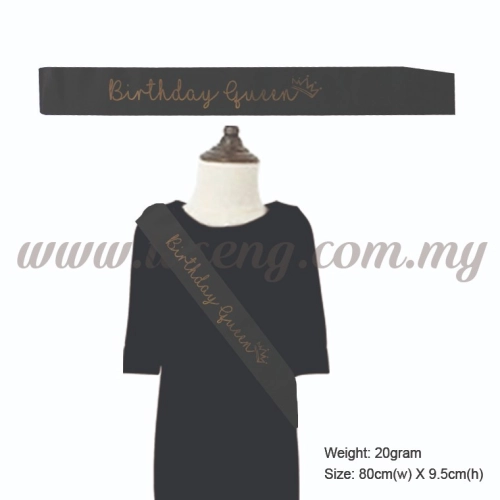 Sash - Birthday Queen - 2 - Black (P-AC-SABQ2-BK)