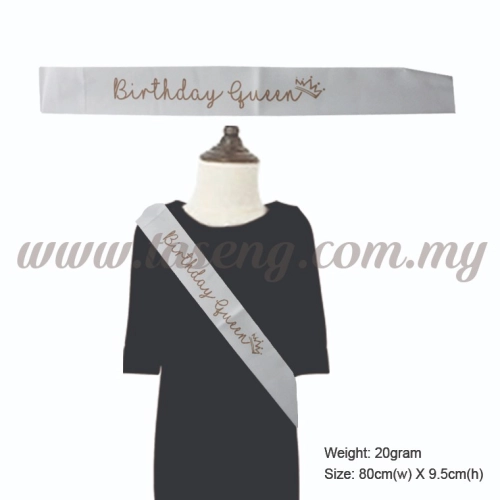 Sash - Birthday Queen - 2 - White (P-AC-SABQ2-W)