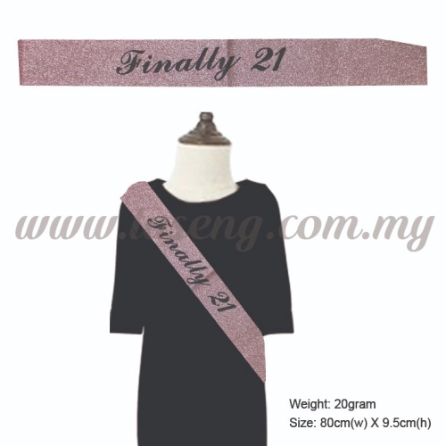 Sash - Finally 21 (Glitter) - Rose Gold (P-AC-SAF21-GRG)