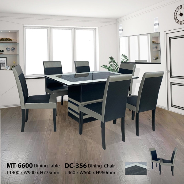 HY-6600 1+6 Dining Set Marble Dining Set with Pvc/Solid Wood/Metal Leg Dining Room Series Malaysia, Selangor, Kuala Lumpur (KL), Klang Manufacturer, Supplier, Supply, Supplies | Ninety Nine Home Design Sdn Bhd