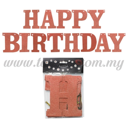 Banner Happy Birthday (Glitter) - Rose Gold (P-BN-XH8288-1-RG)