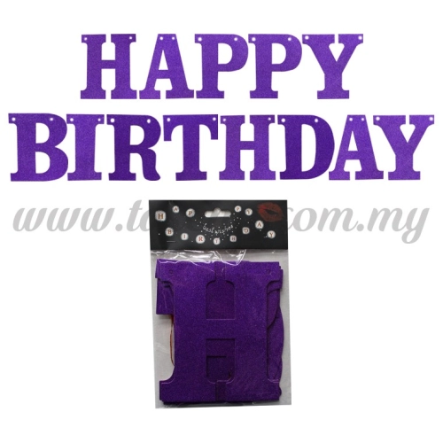 Banner Happy Birthday (Glitter) - Dark Purple (P-BN-XH8288-1-DPP)