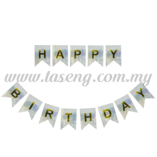 Banner Happy Birthday (Laser) - Silver (P-BN-HBLS-SI)