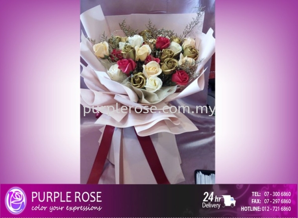 Soap Flower Bouquet Set 98 Soap Flower Bouquet Johor Bahru (JB), Malaysia, Singapore Supply, Supplier, Delivery | Purple Rose Florist & Gifts