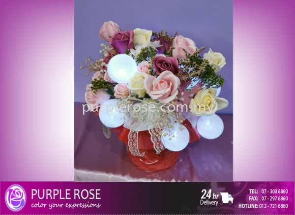 Soap Flower Bouquet Set 52 Soap Flower Bouquet Johor Bahru (JB), Malaysia, Singapore Supply, Supplier, Delivery | Purple Rose Florist & Gifts