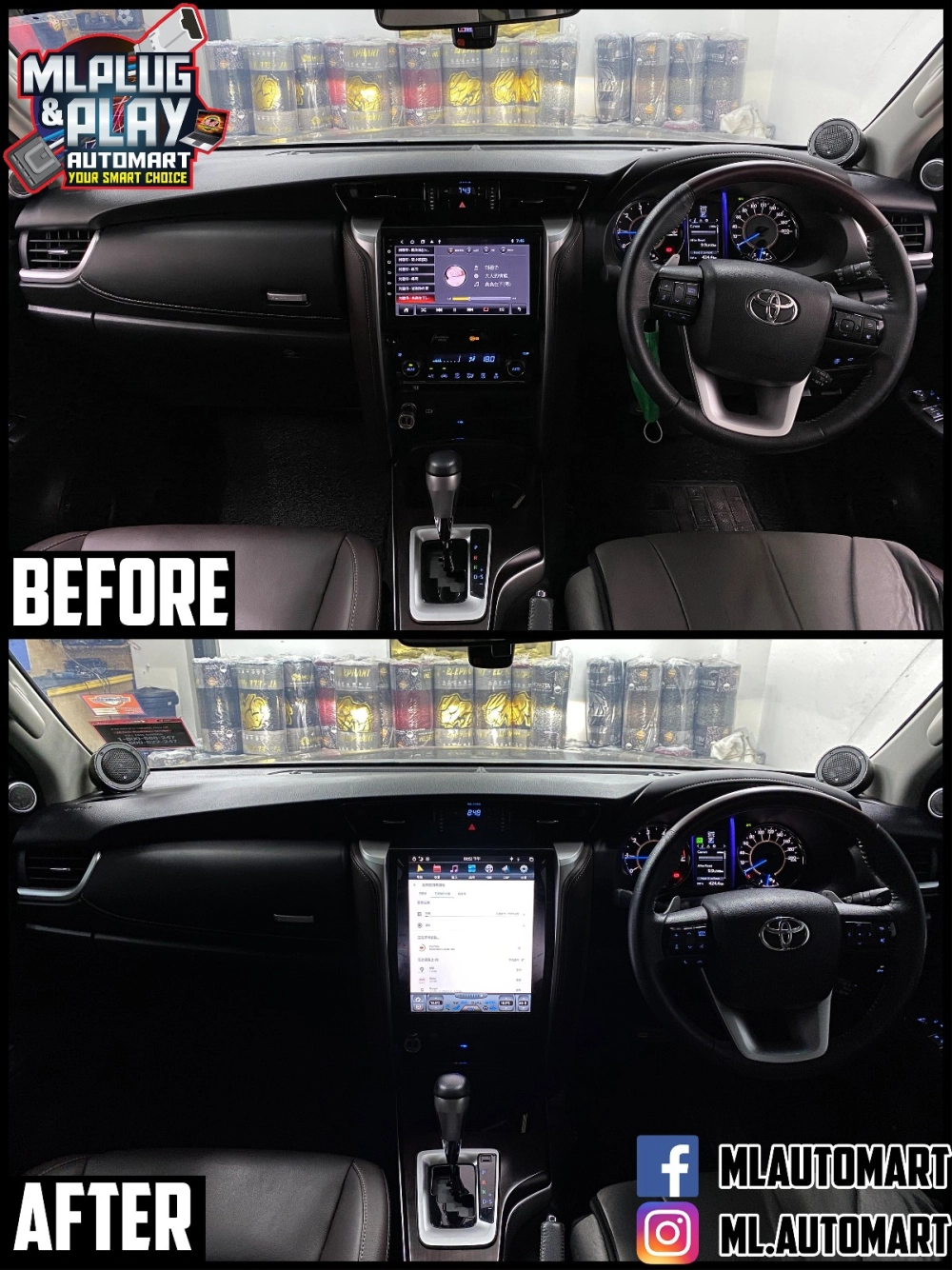 Toyota Fortuner AN160 Vertical Style Android Monitor (12.1")