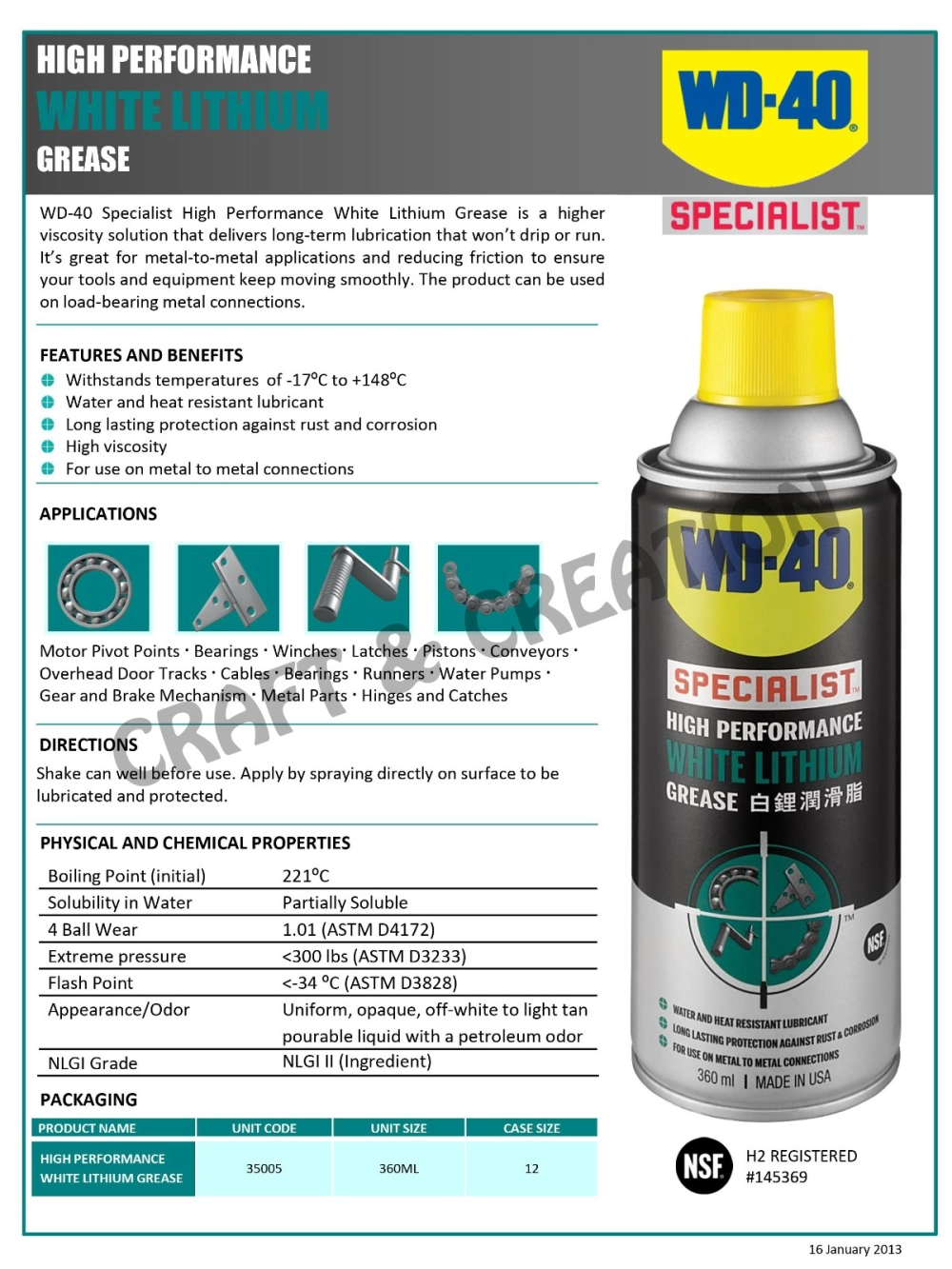 360ml WD-40 HIGH PERFORMANCE WHITE LITHIUM GREASE