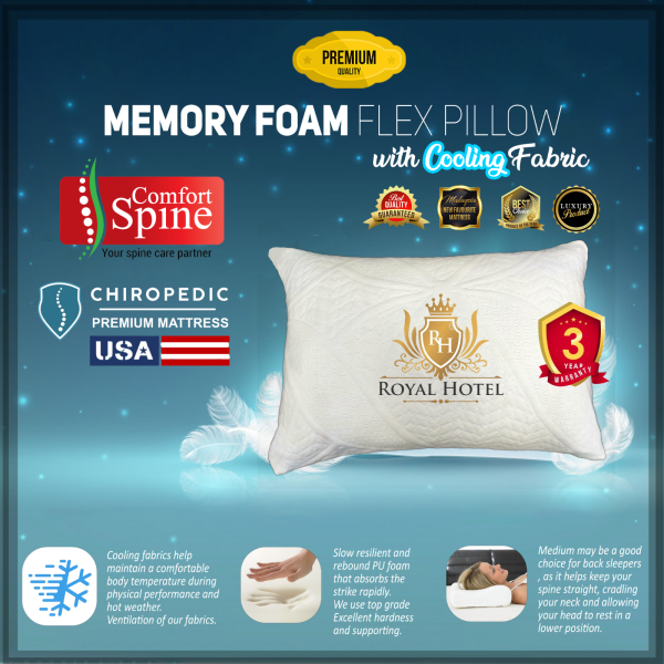 Memory Foam FLEX Pillow with Cooling Fabric & Neck Support comfortable for neck pain bantal premium OEM Pillow OEM Service Malaysia, Selangor, Kuala Lumpur (KL), Shah Alam Supplier, Manufacturer, Supply, Supplies | Vision Foam Ind Sdn Bhd