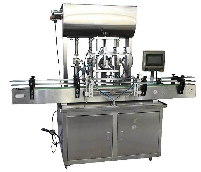4 nozzle fully auto piston volumetric filling,capping,labelling,injet marking machine 