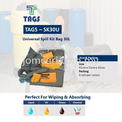 TAGS-SK30U Universal Spill Kit Bag 30L (Liquid, oil & Grease)