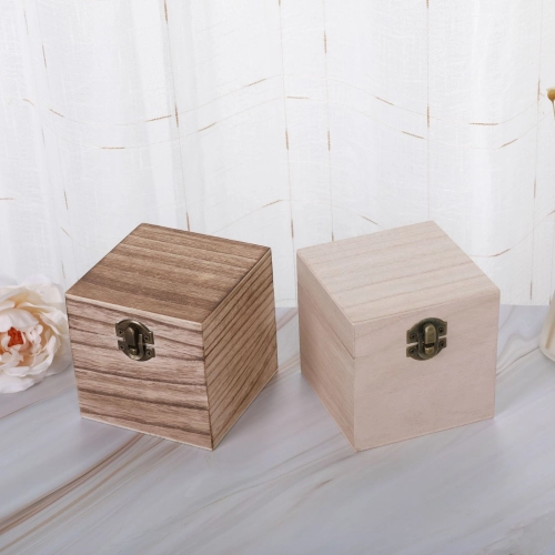 Wooden Box Square Clamshell box