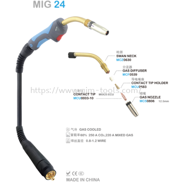 MINOO MB24 MIG/MAG Welding Torch, Euro End