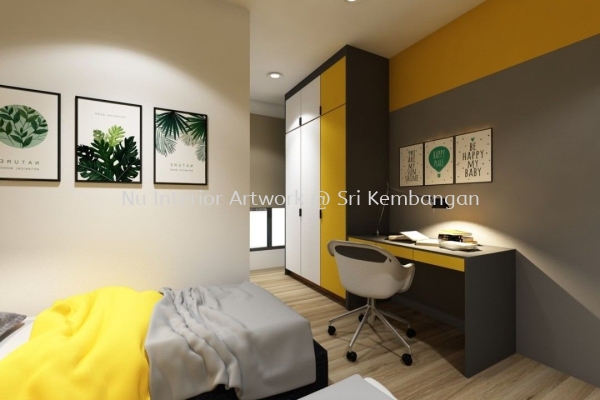 Bedroom Wardrode with Study Table Design Bedroom Design Selangor, Malaysia, Kuala Lumpur (KL), Seri Kembangan Services | NU Interior Art Work