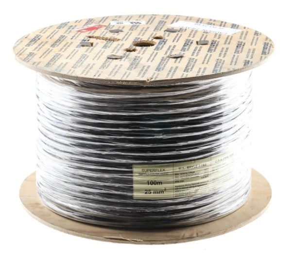 760-8721 RS PRO Black Tri-rated Cable, 25 mm2 CSA, 600 V, 136 A, 100m