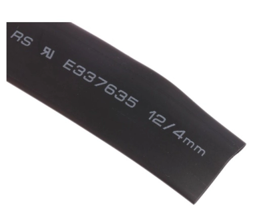 700-4548 RS PRO Heat Shrink Tubing, Black 12mm Sleeve Dia. x 4m Length 3:1 Ratio