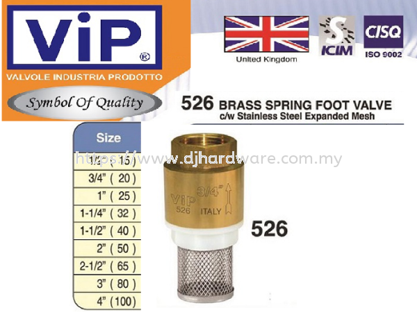 VIP COPPER PIPE FITTING BRASS SPRING FOOT VALVE CW STAINLESS STEEL EXPANDED MESH 526 (WS) COPPER PIPE & FITTINGS PIPES & FITTINGS PLUMBING Selangor, Malaysia, Kuala Lumpur (KL), Sungai Buloh Supplier, Suppliers, Supply, Supplies | DJ Hardware Trading (M) Sdn Bhd