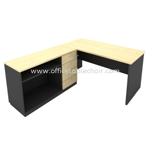 6FT WOODEN BASE EXECUTIVE TABLE WITH OPEN SHELF + FIXED PEDESTAL 4D LOW CABINET