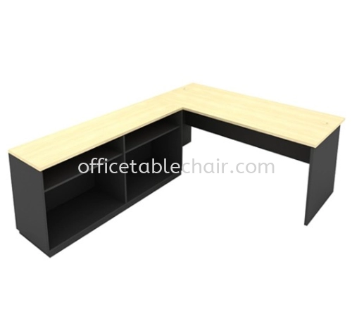 6FT WOODEN BASE EXECUTIVE OFFICE TABLE WITH TWINS OPEN SHELF LOW CABINET