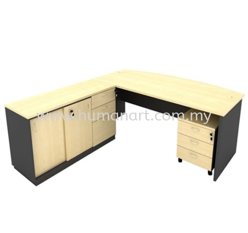 6 FEET EXECUTIVE OFFICE TABLE C/W SIDE CABINET & MOBILE PEDESTAL 3D SET - Serdang | Balakong | Mahkota Cheras