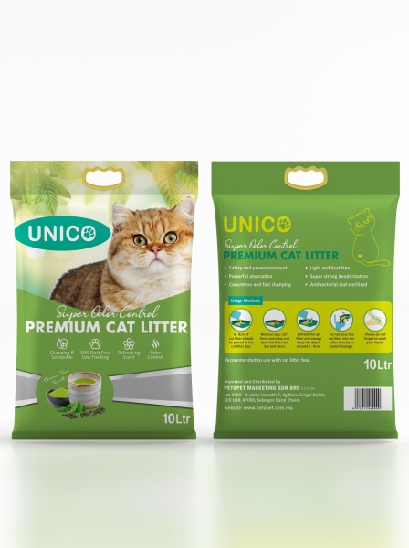 60016 Unico 10L Cat Litter - Green Tea Bentonite Unico Cat Litter Selangor, Malaysia, Kuala Lumpur (KL), Sungai Buloh Supplier, Suppliers, Supply, Supplies | Petopet Marketing Sdn Bhd