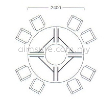 Round join meeting table with wooden panel drawing