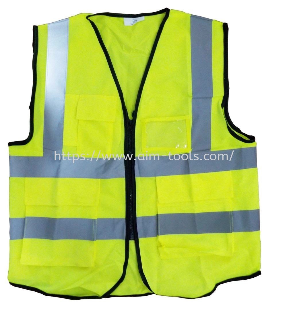 AIM SAFETY VEST  4LINE WITH 4 POCKET / LIME YELLOW