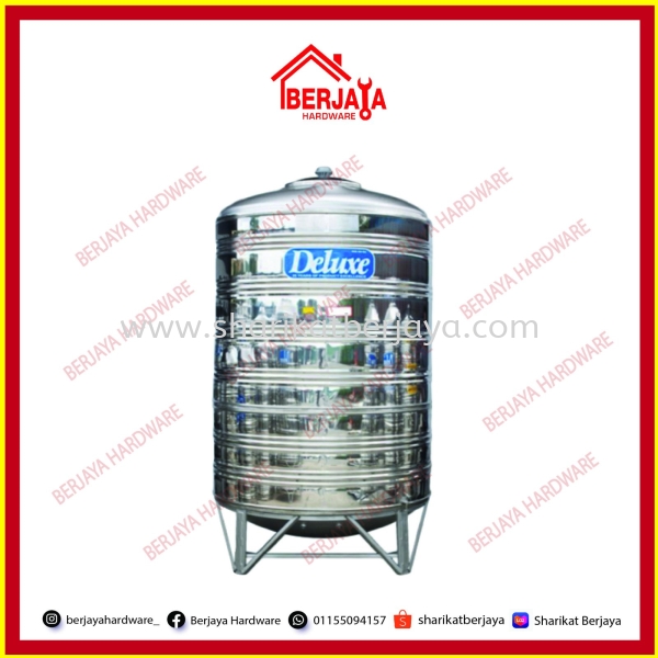 DELUXE VERTICAL ROUND BOTTOM WITH STAND 304 STAINLESS STEEL WATER TANK Deluxe Stainless Steel Water Tank Plumbing Johor, Malaysia, Ayer Hitam Supplier, Wholesaler, Supply, Supplies | Sharikat Berjaya