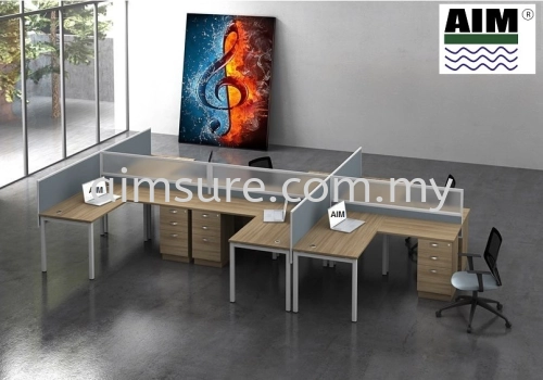 6 cluster office workstation with desking system(L shape)