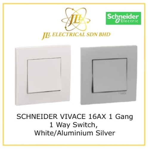 SCHNEIDER VIVACE 16AX 1 Gang 1 Way Switch, White/Aluminium Silver [KB31_1_WE_G11/ KB31_1_AS_G11]
